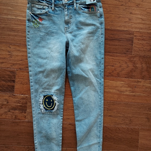 New Girls Cat & Jack Peace Sign Jeans Size 16 - Picture 4 of 5